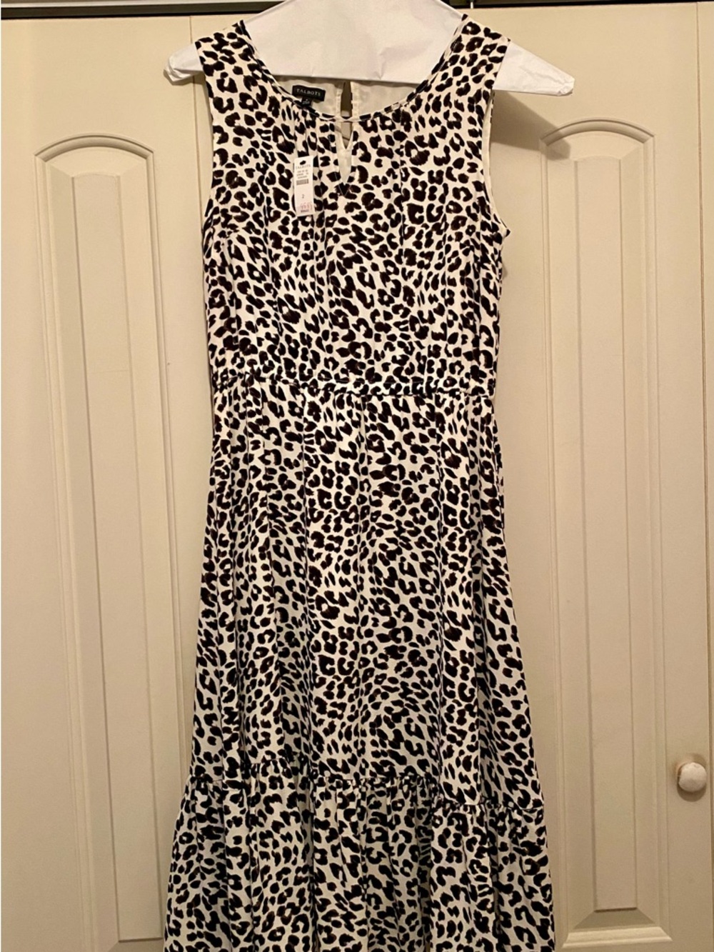 Talbots Black and White Leopard Print Midi Dress Sizer 2 NWT!